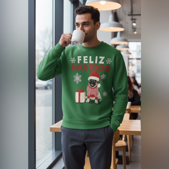 MAD Engine Other - MAD Engine Green Feliz Navidog Crewneck Sweater